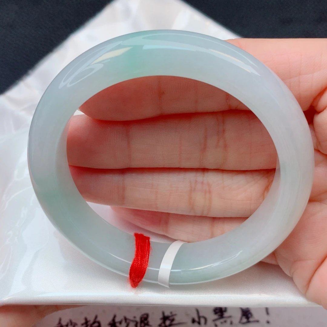 翡翠未镶嵌手镯55.7圈 细糯冰飘晴绿水润完整