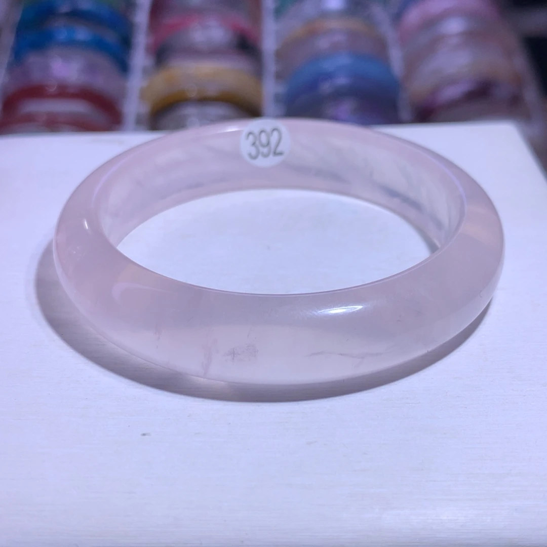 银S925镶嵌水晶手镯粉晶58.2圈392
