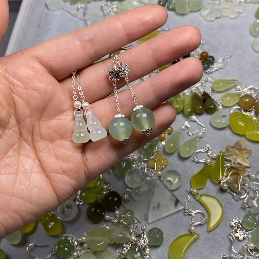 【闪购商品】蛇纹石玉未镶嵌挂件耳饰耳环项链