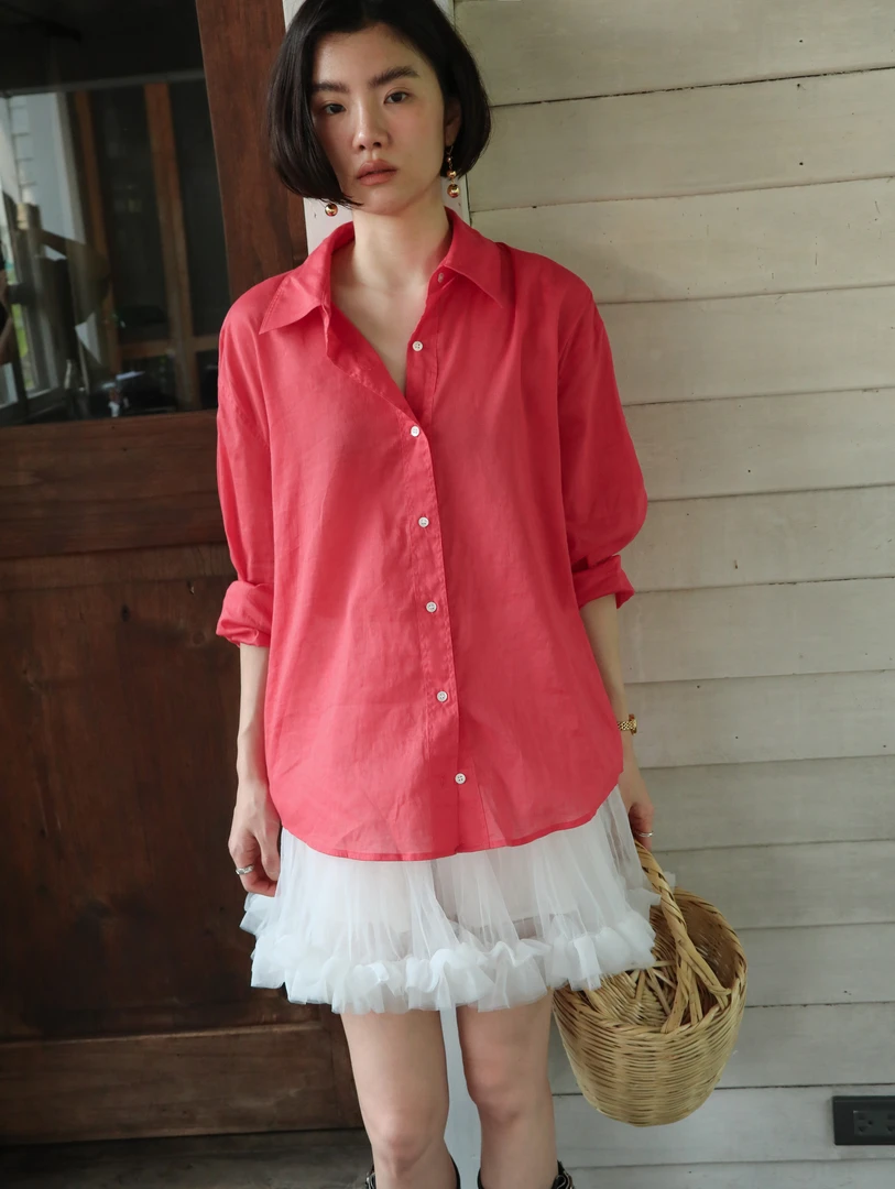 【素简】 光泽感宽松衬衫 舒适透气质感中长款上衣潮0522