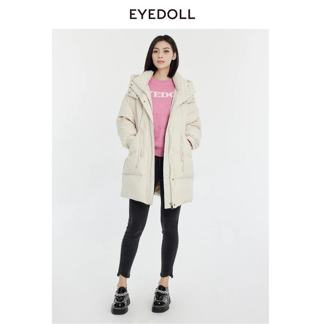 【蜜思仝粉丝专享】EYEDOLL冬季新款宽松保暖鸭绒中长款羽绒服