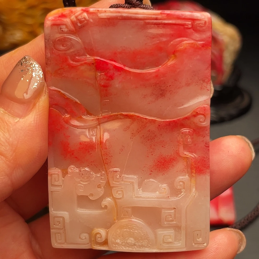 昌化鸡血石昌化鸡血石手把件挂件