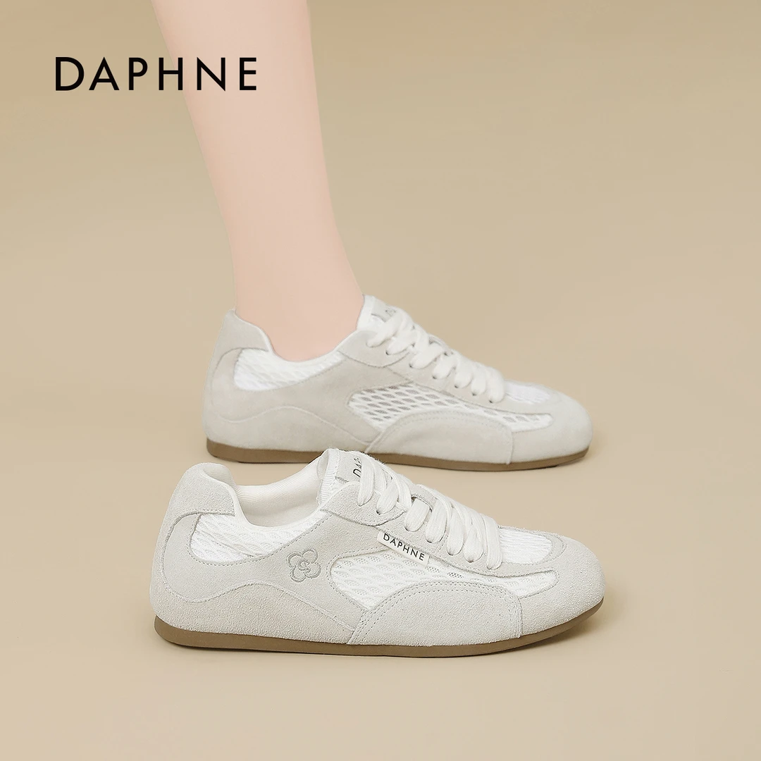 达芙妮复古透气阿甘鞋女2025秋季新款网面舒适百搭运动休闲德训鞋