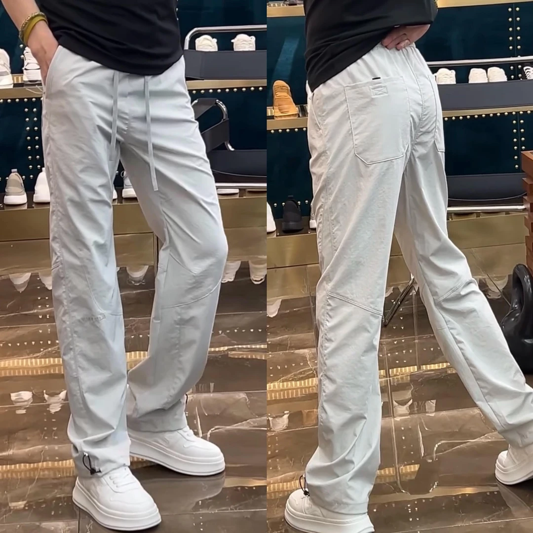 春秋新款速干透气直筒冲锋裤男士纯色百搭直筒休闲裤简约工装长裤