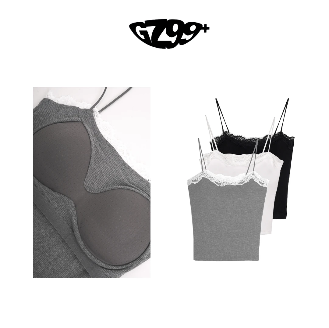 小九推荐2025春季新款时尚百搭拼接蕾丝内搭吊带美背-T6602