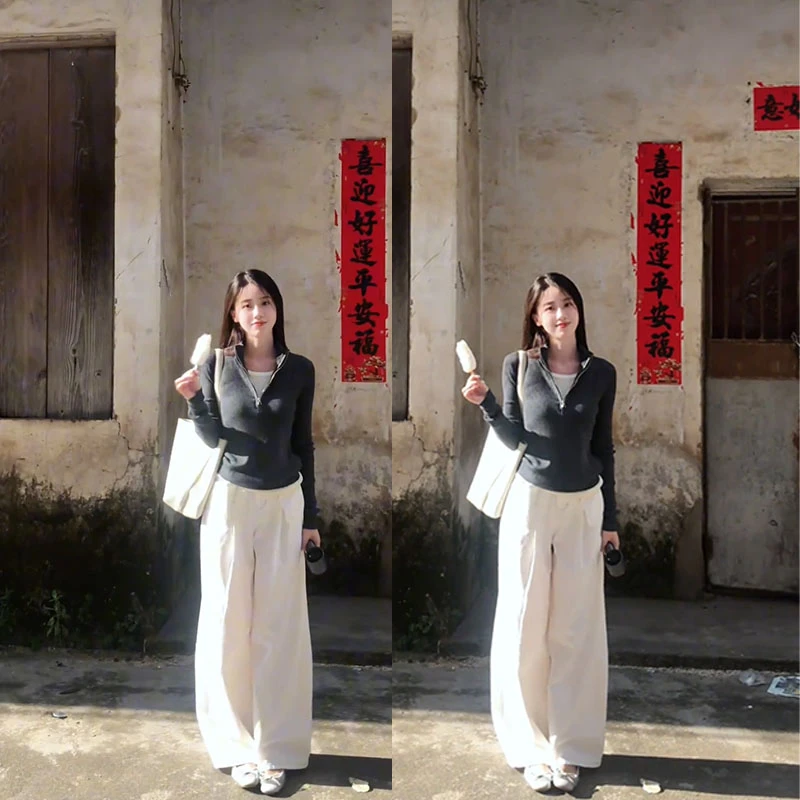 秋装新款设计感时尚套装百搭洋气连帽长袖上衣女阔腿休闲裤两件套