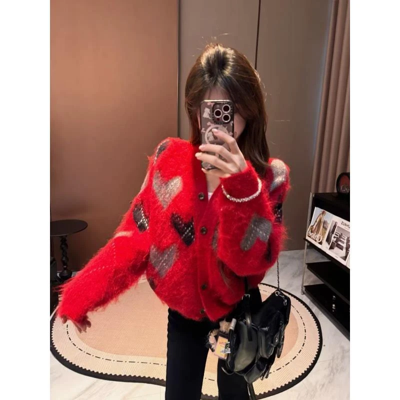 李馨儿【红爱心】显瘦气质条纹洋气宽松百搭套头早秋秋冬毛衣