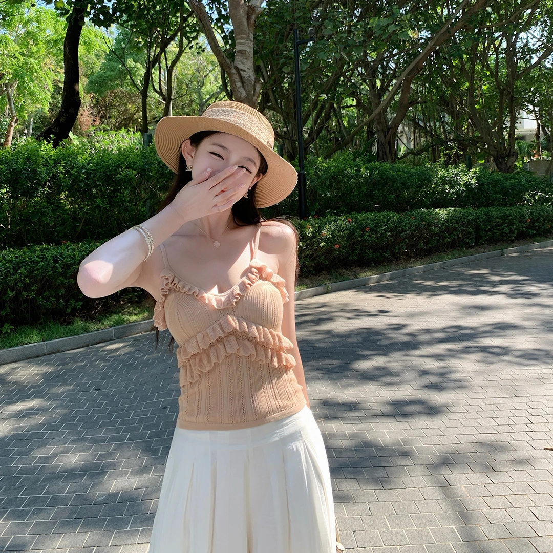 “丽兹小姐”清纯又性感的少女心花边～凉感莱赛尔棉 纯欲小吊带！