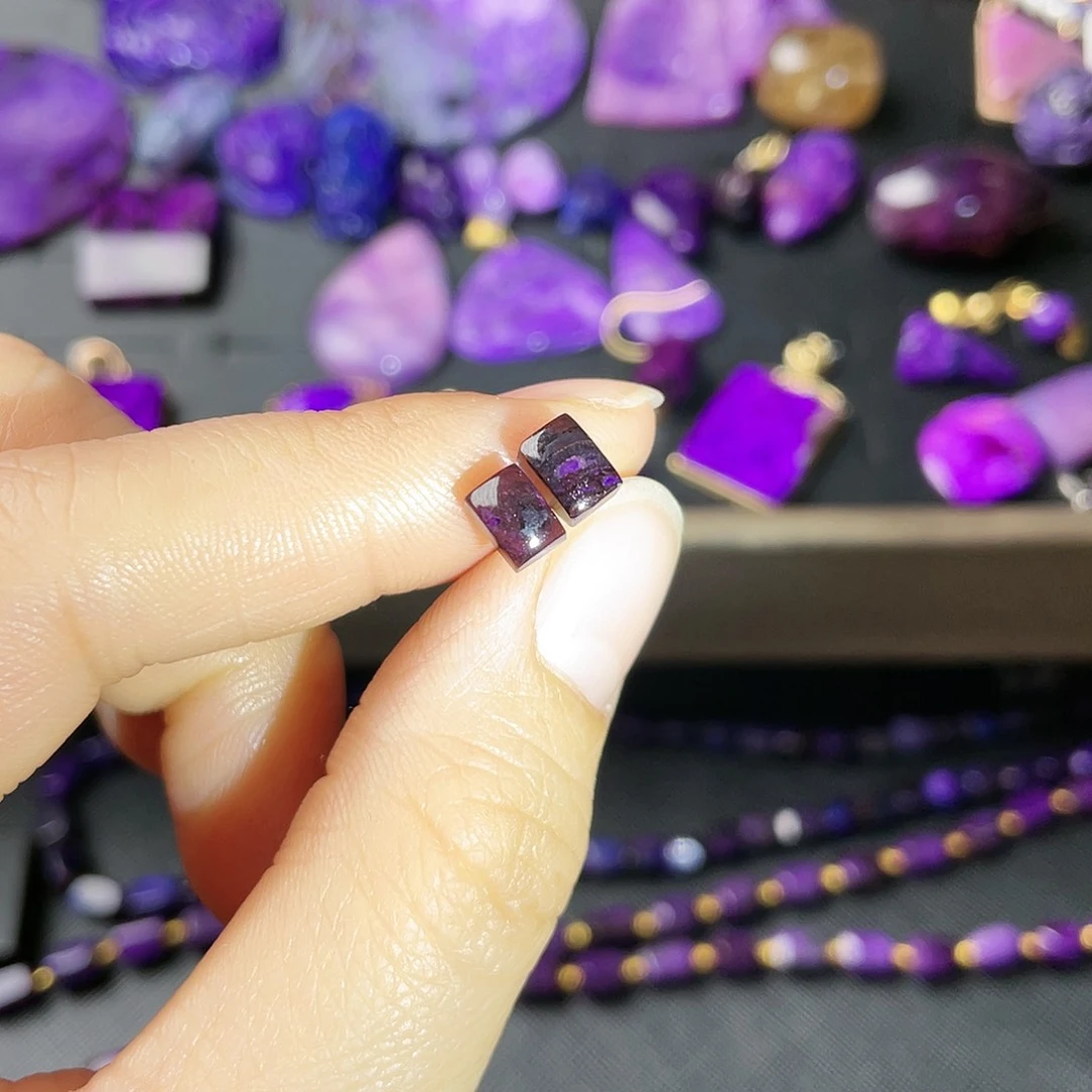 苏纪石（舒俱来）耳钉银S925镶嵌