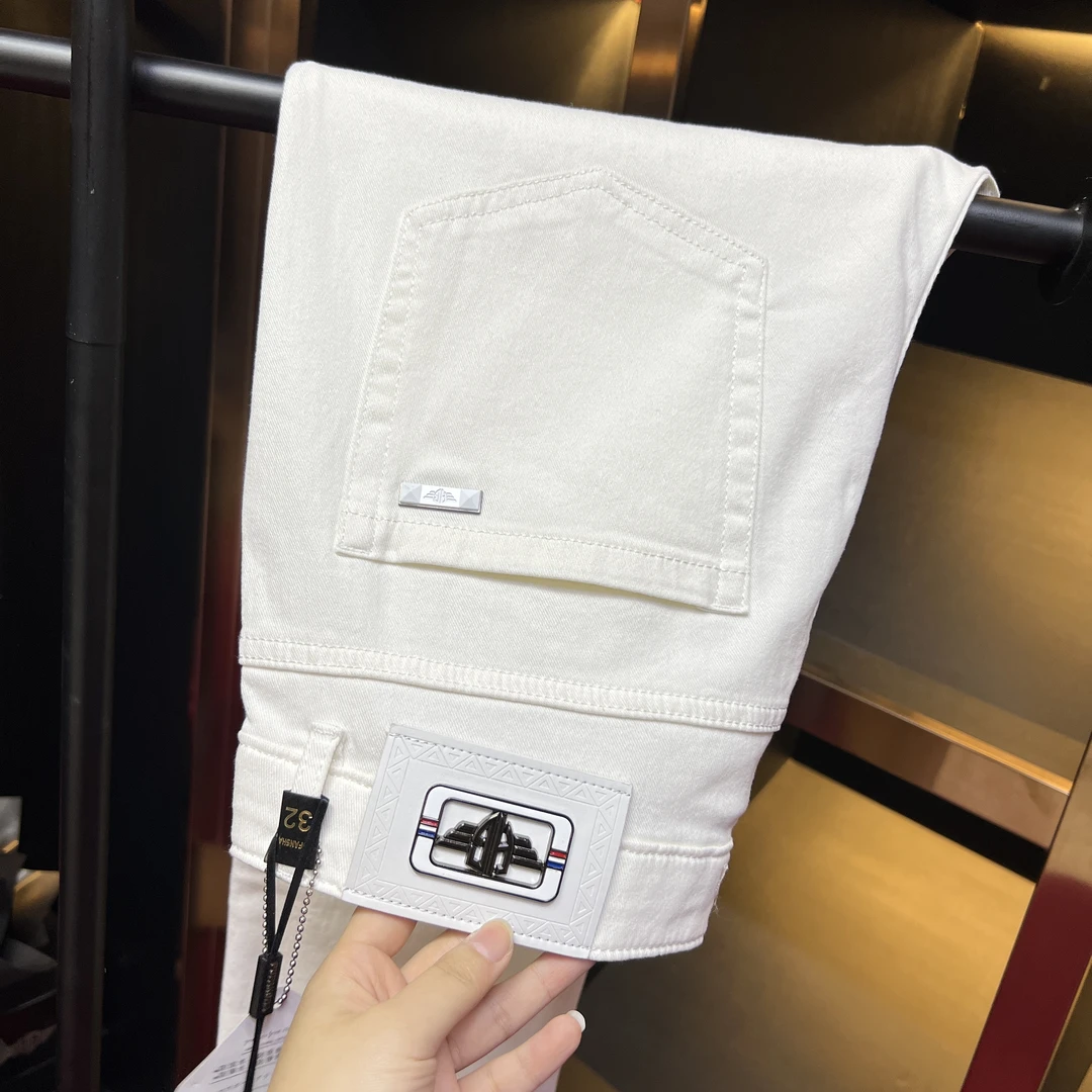 4027#新款白色男士弹力修身小直筒牛仔裤时尚百搭夏季休闲裤