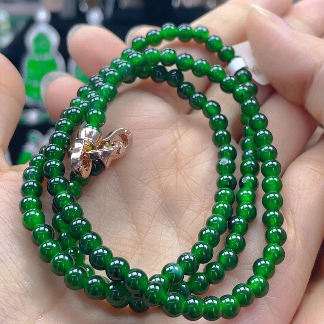 翡翠未镶嵌颈饰天然A货翡翠辣绿5