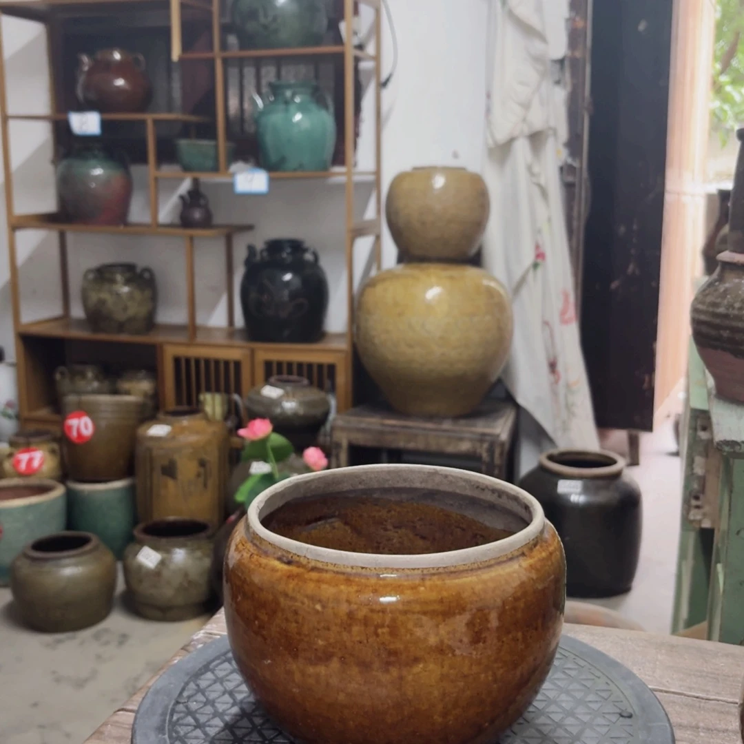 老陶罐种花养草插花摆件