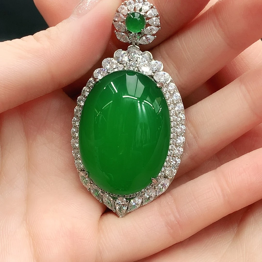 银S925镶嵌吊坠玛瑙/玉髓