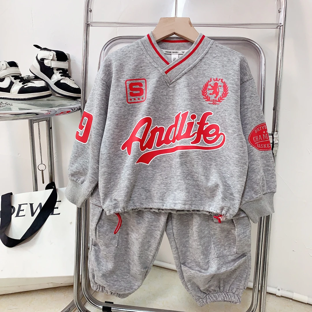 儿童潮酷美式街头风套装男童春款帅气卫衣卫裤两件套时尚休闲套装