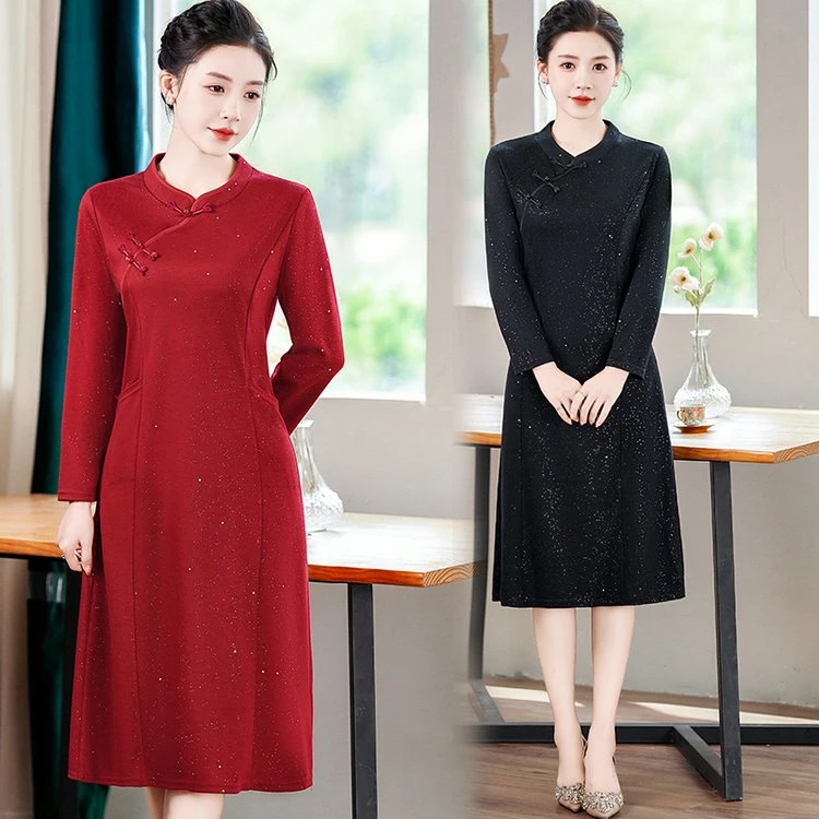 改良旗袍高档连衣裙结婚2024新款高贵中老年礼服妈妈婆婆婚宴春秋