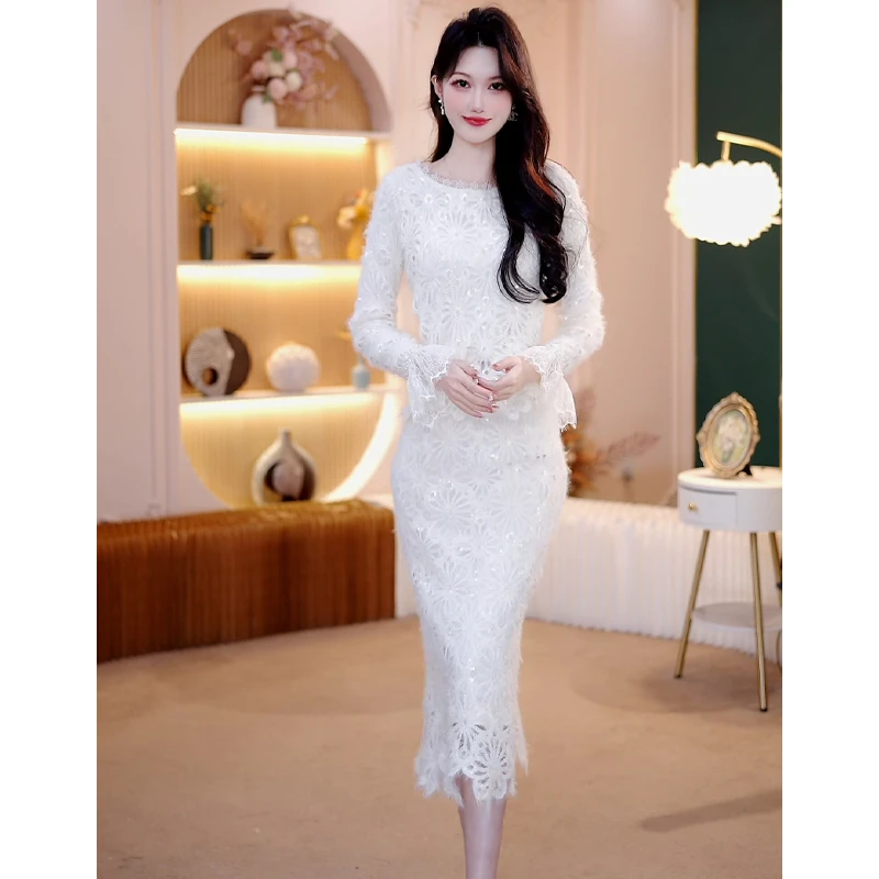 2025秋季新款轻奢名媛设计师套装修身显瘦内搭洋气百搭两件套6111