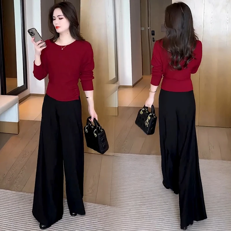 慵懒风长袖针织衫女士2025秋季新款百搭打底毛衣收腰宽松显瘦上衣