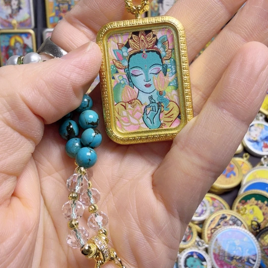 高***店吊坠十三纯手绘2.3绿妈妈唐卡