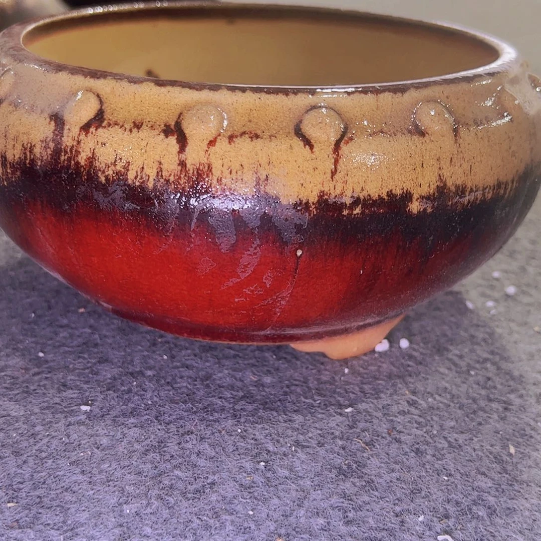 红陶正宗岭南石湾盆放漏