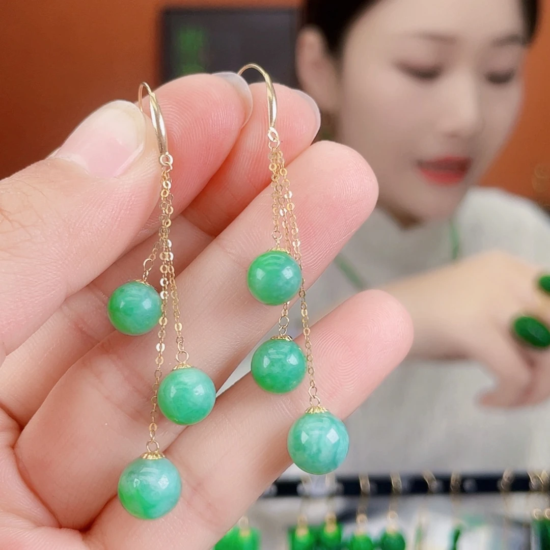 翡翠18K金镶嵌耳饰