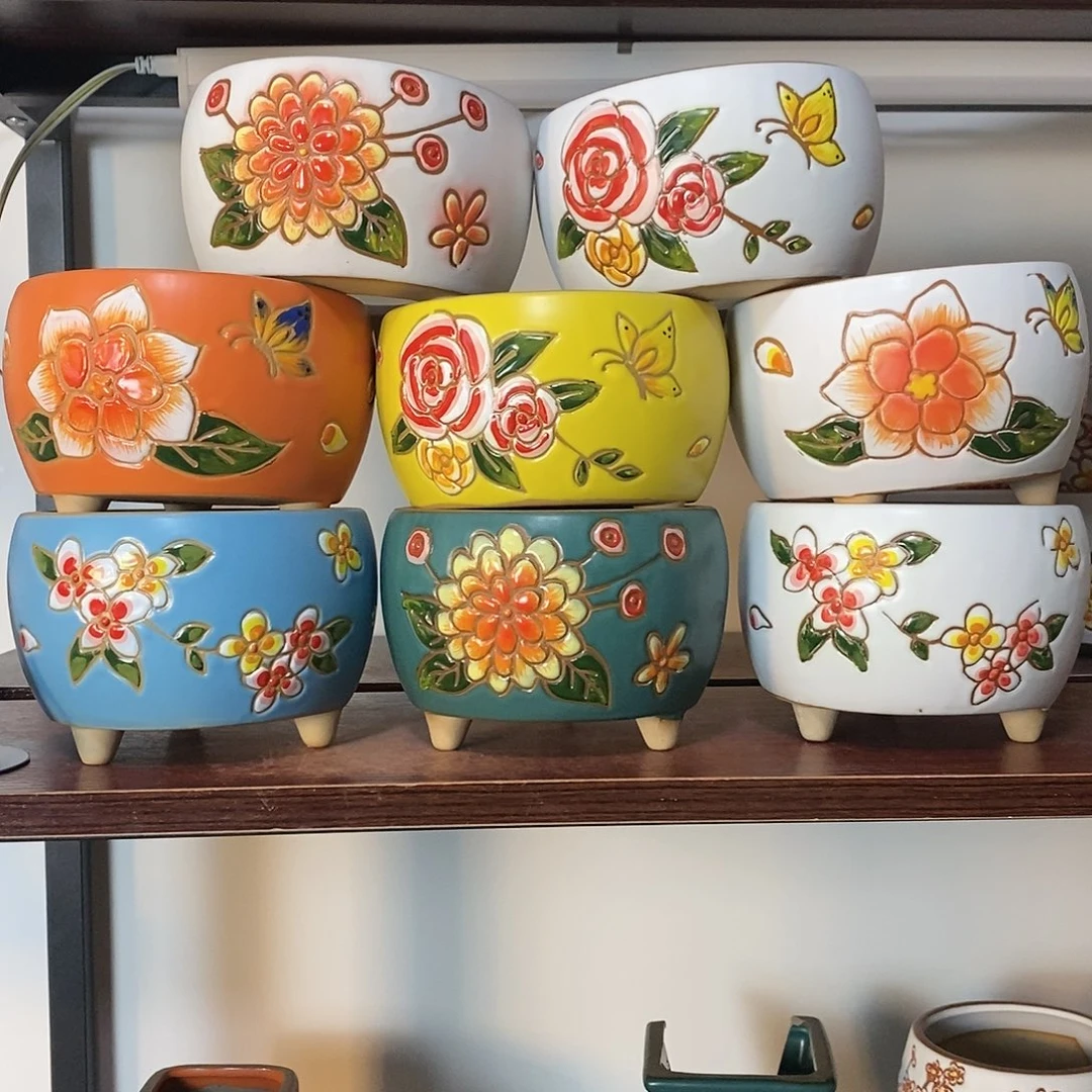 红陶韩式多肉植物花盆