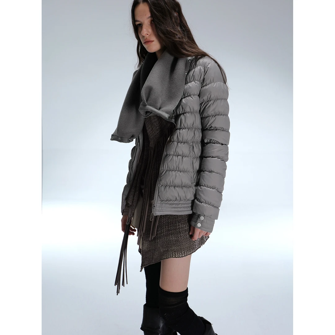 doublepunch秋冬原创堆堆高领排骨短款修身鸭绒羽绒服外套