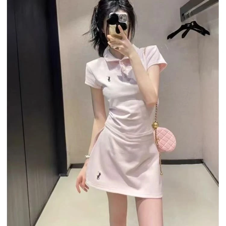 2025新款刺绣小马翻领夏季polo短袖T恤时尚休闲运动套装短裤裙