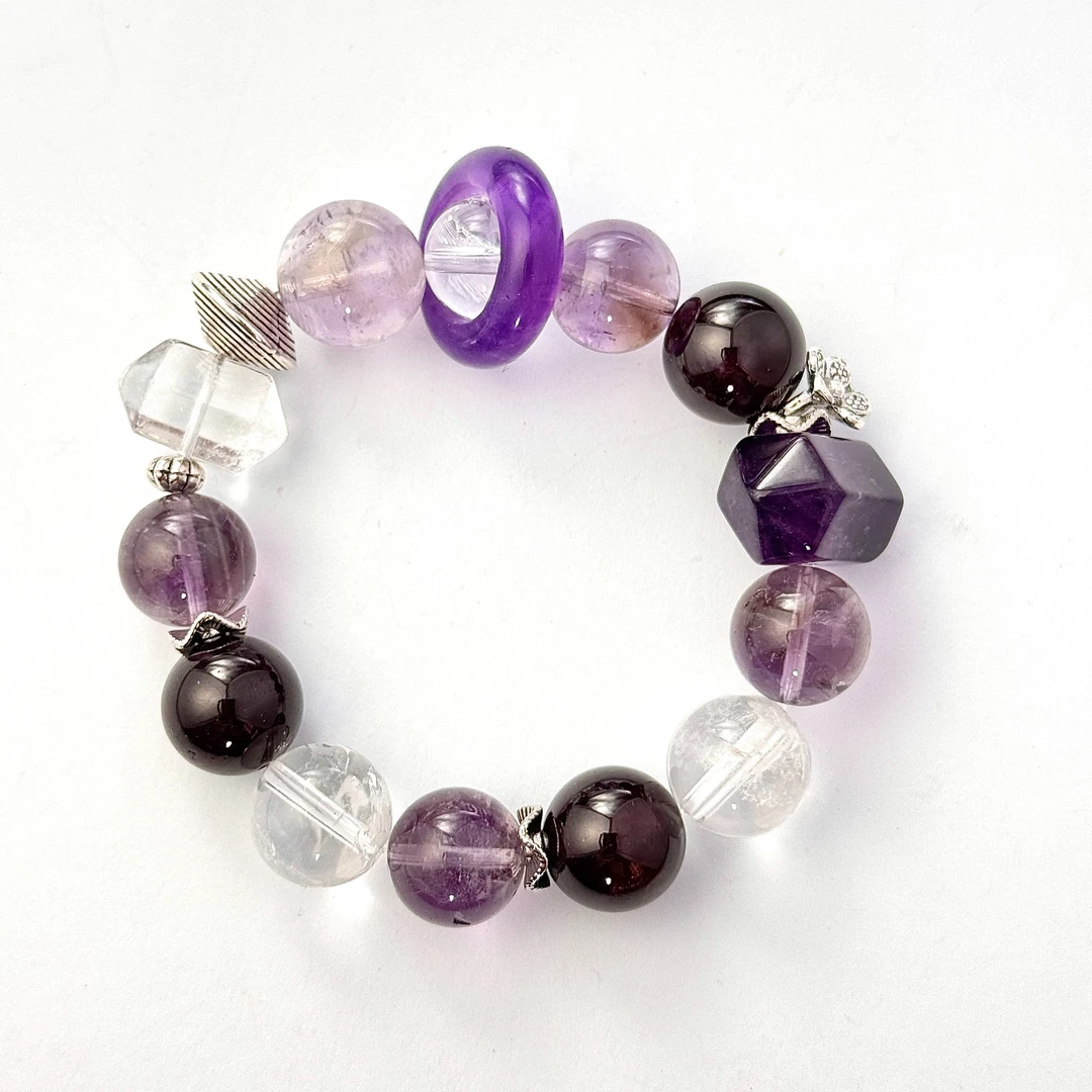 【大兵甄选】暮山紫石榴石水晶手串紫水晶随行设计款智慧之石