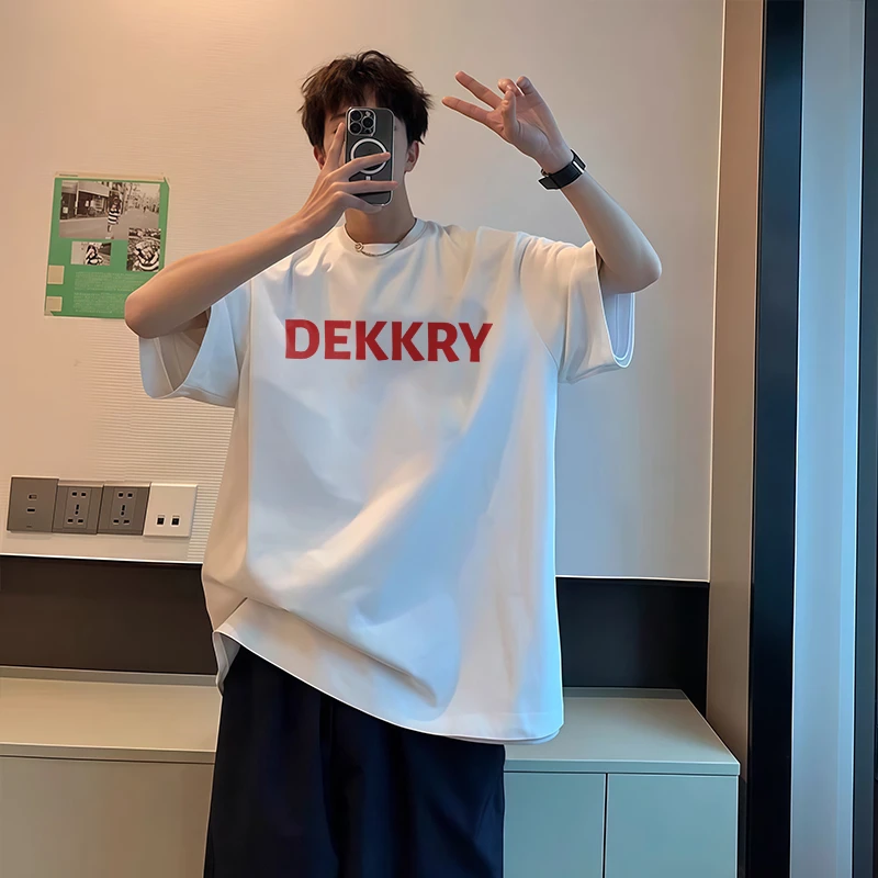 【重磅纯棉】男装T恤短袖夏季美式休闲青少年英文五分潮流宽松百搭