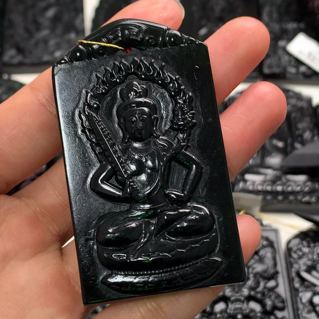 天然缅甸a货钢琴黑挂件