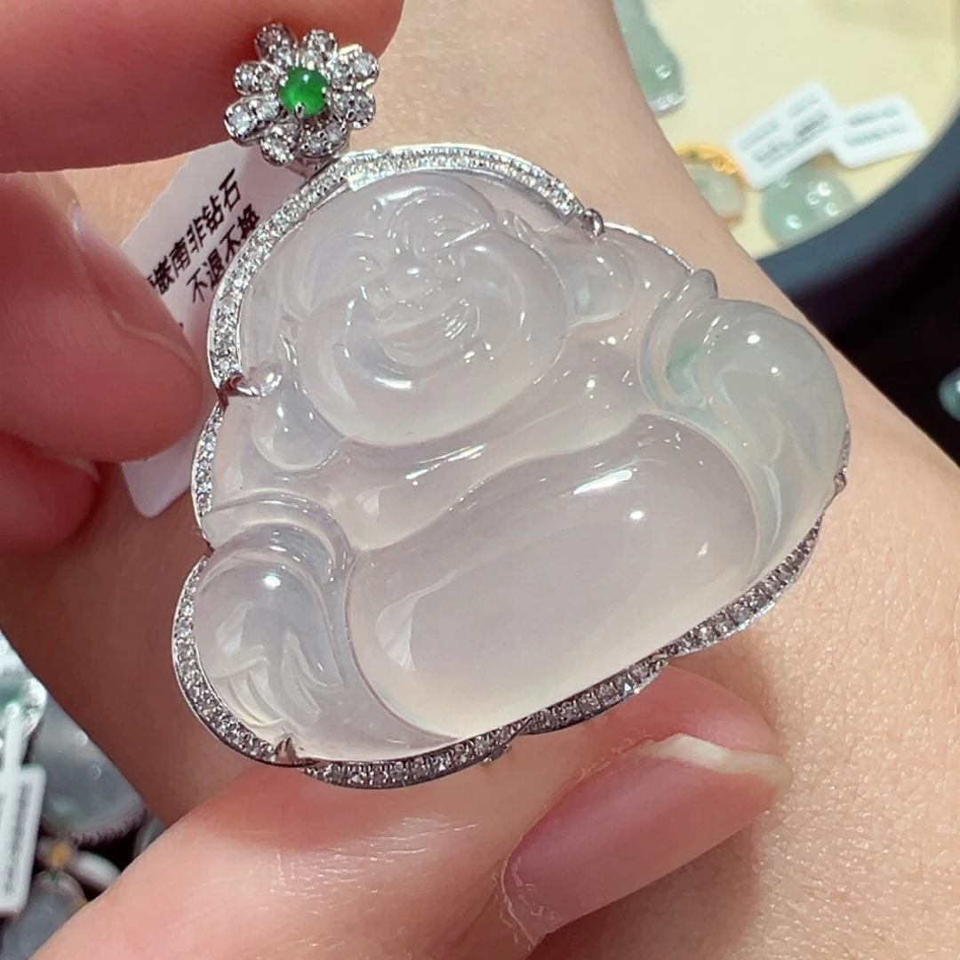 颈饰18K金镶嵌翡翠娴*吊坠