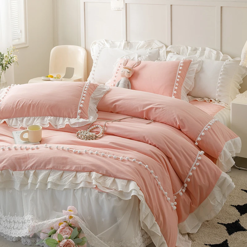 花边款百分百纯棉全棉四件套床单被套三件套双人床上用品