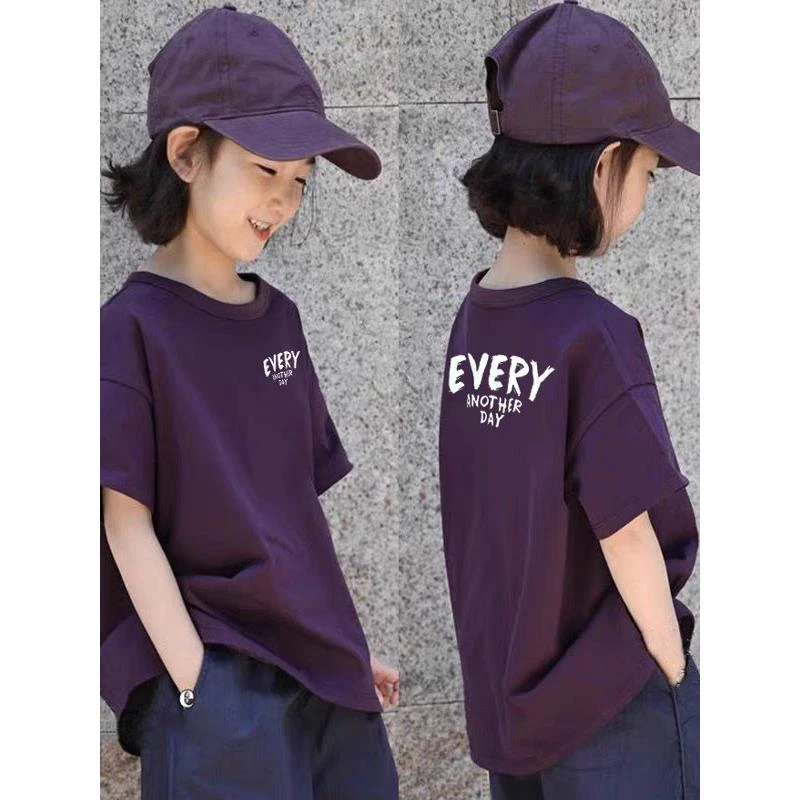 韩版纯棉时尚女孩短袖t恤2025夏季新款女中大儿童宽松百搭上衣潮