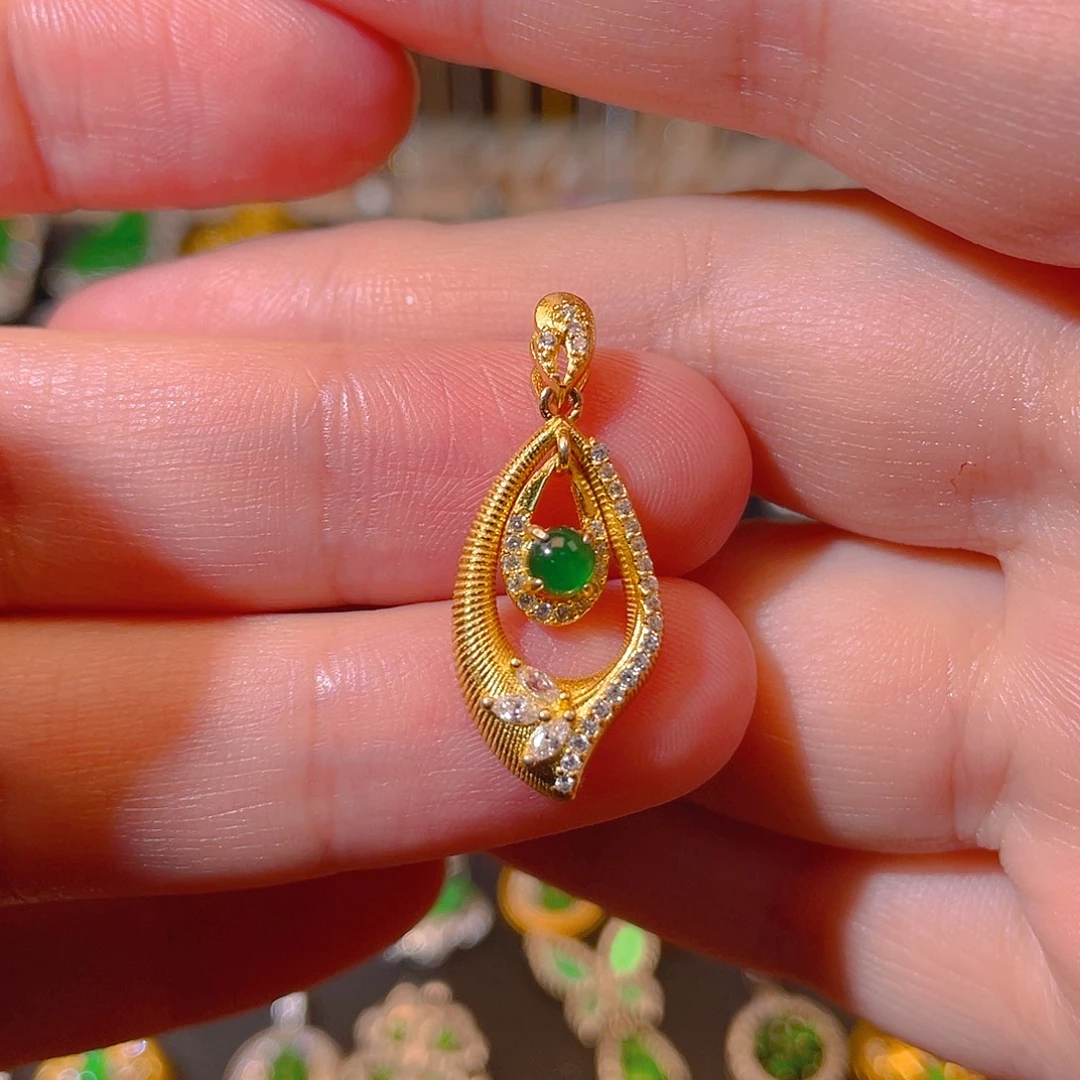 翡翠银S925镶嵌吊坠(不含链)