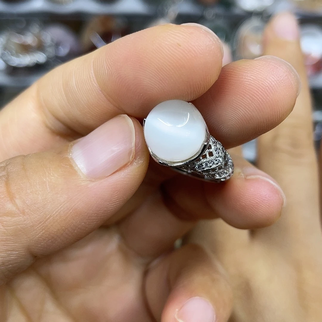 【闪购商品】银S925镶嵌珠宝半成品水晶戒指