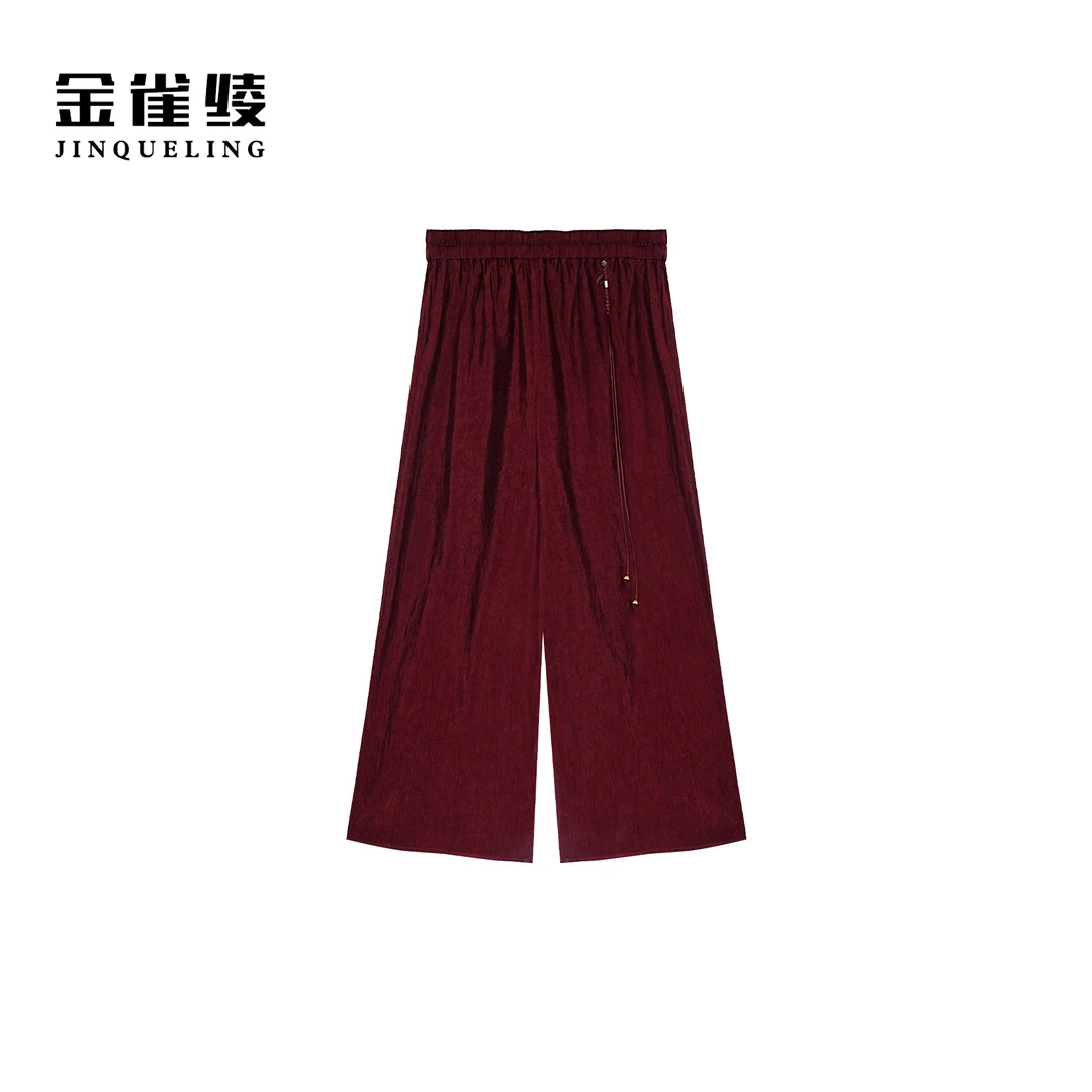 金雀绫【东方红】设计师宽松垂感高腰加宽加大九分休闲裤SZA2K457