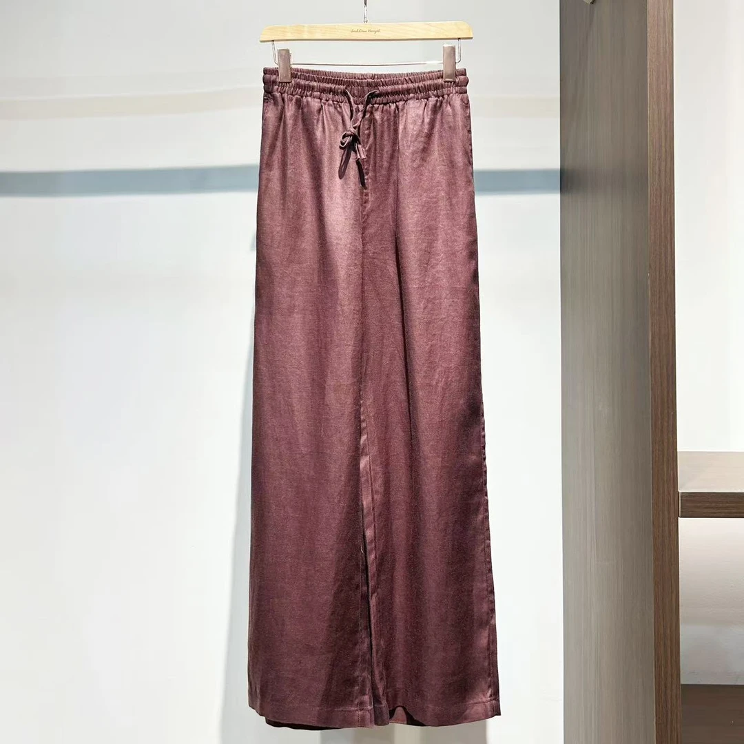 【萨拉迪恩】【托斯卡纳之旅】气质麻料高端阔腿直筒长款休闲裤