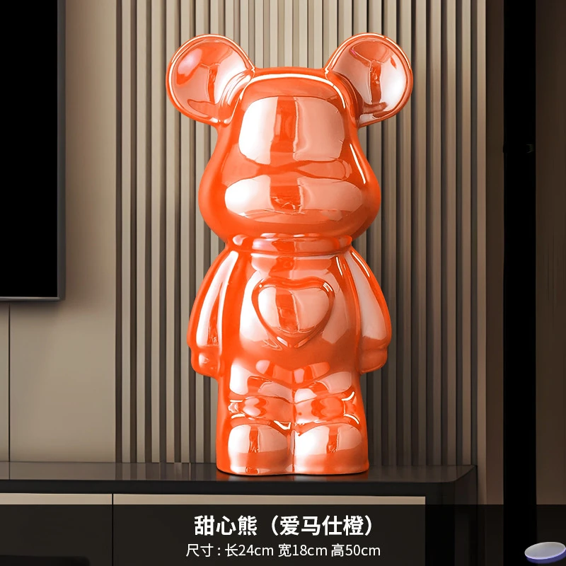 爆款50cm陶瓷暴力熊存钱罐客厅现代轻奢酒柜装高档软装饰品摆件