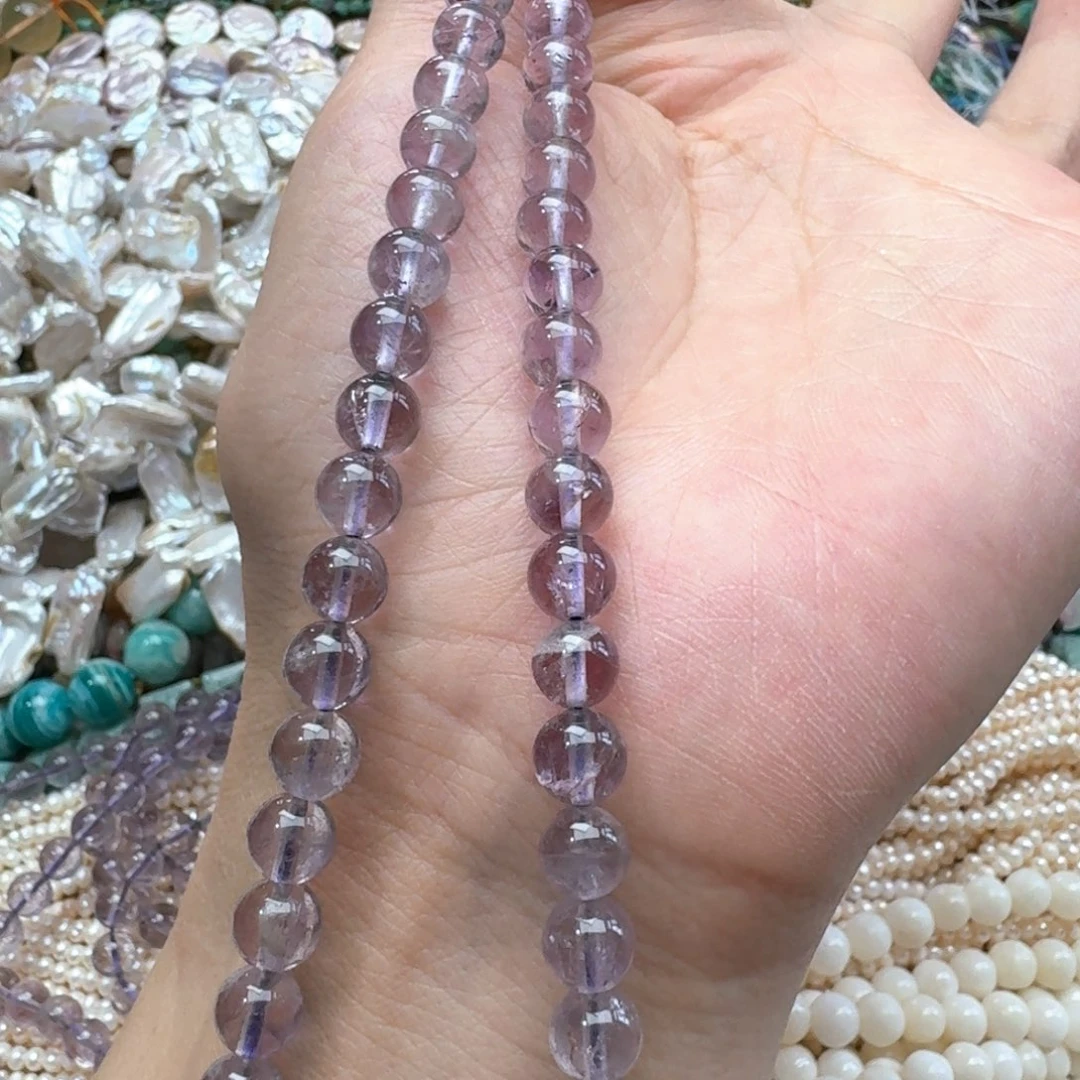 合金玛瑙/玉髓珠宝半成品一条7mm玻璃紫塔晶