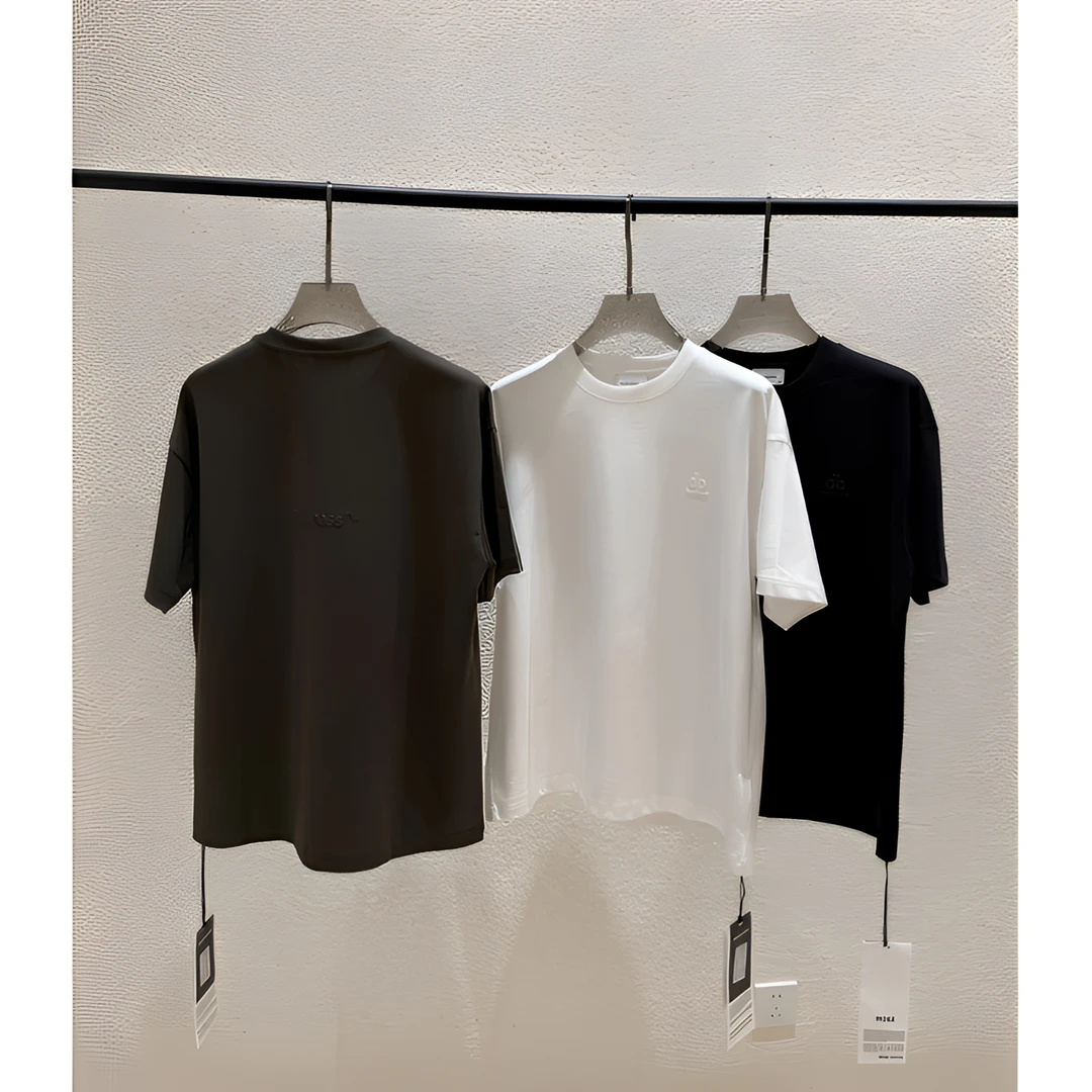 夏季新款立体硅胶烫印凉感纯色品质简约百搭基础净版圆领短袖T恤