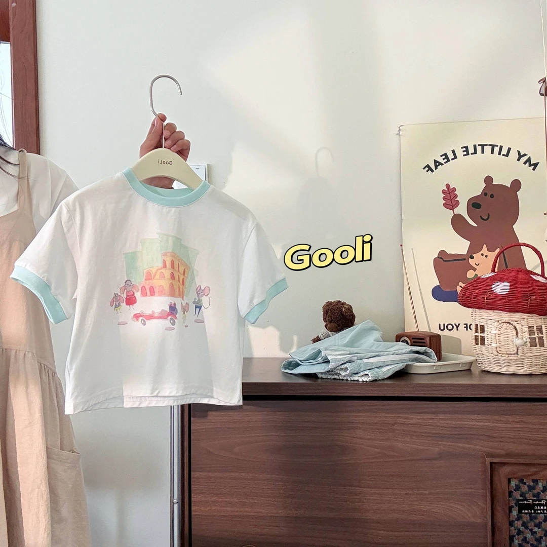 【古里现货】2025夏季新款儿童短袖休闲宝宝韩版卡通夏款40101