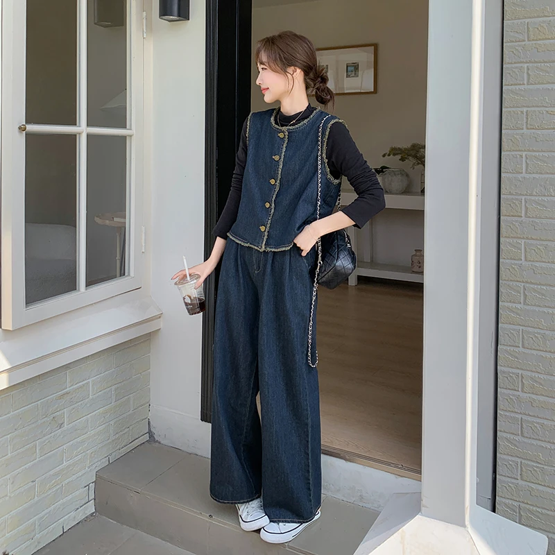 小香风牛仔马甲套装女春装2025新款韩系独特设计超好看三件套超火