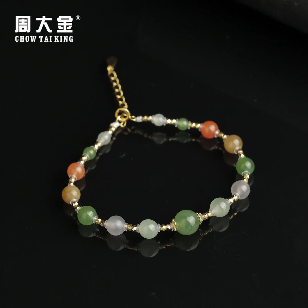 【周大金玉石】S925银天然和田玉多宝手链-S3658-臻