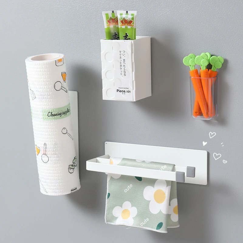 厨房抹布架磁吸擦手巾架冰箱门侧置物架卷装保鲜膜收纳架子卷纸架