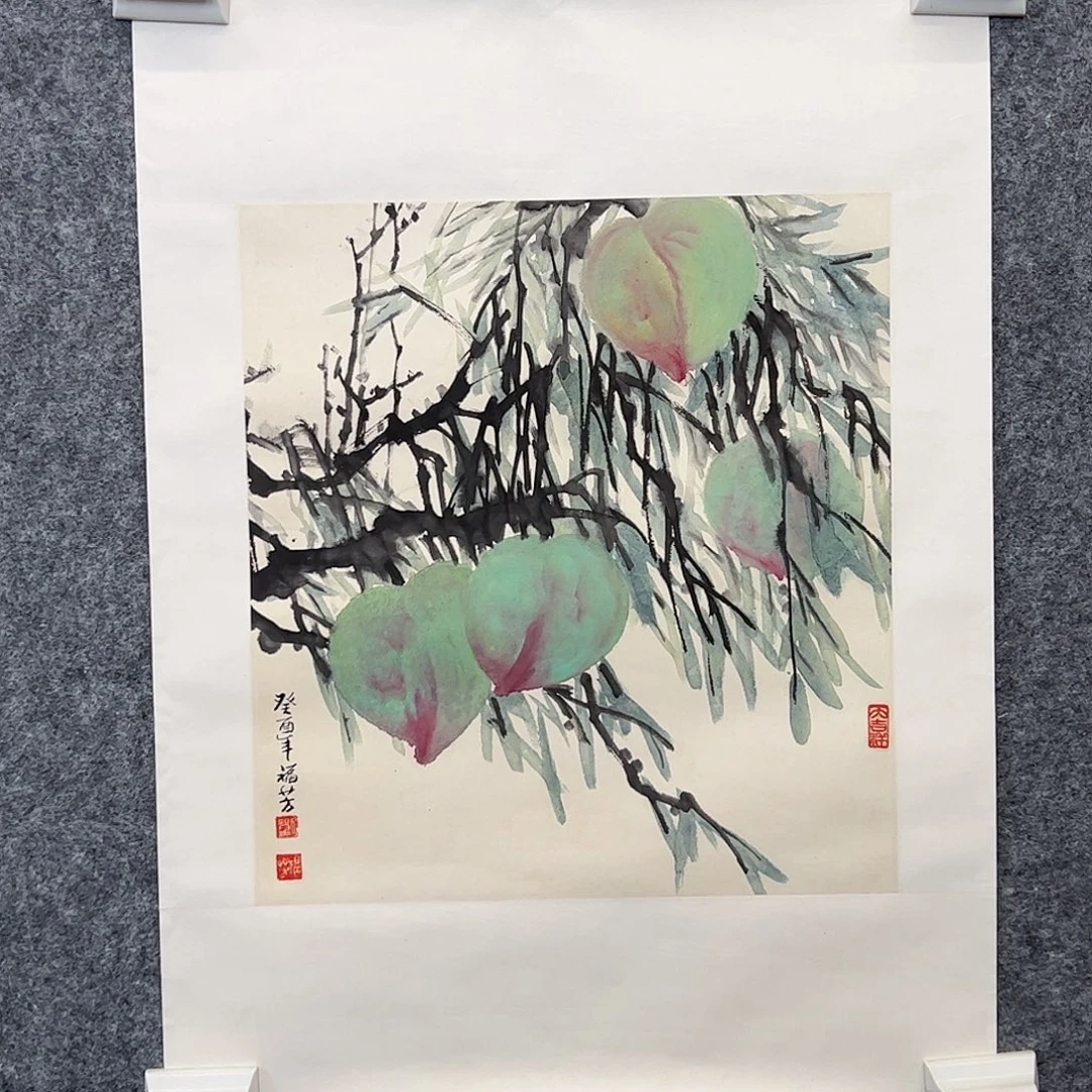 微***园国画纸本（w6739）寿桃 书画3近
