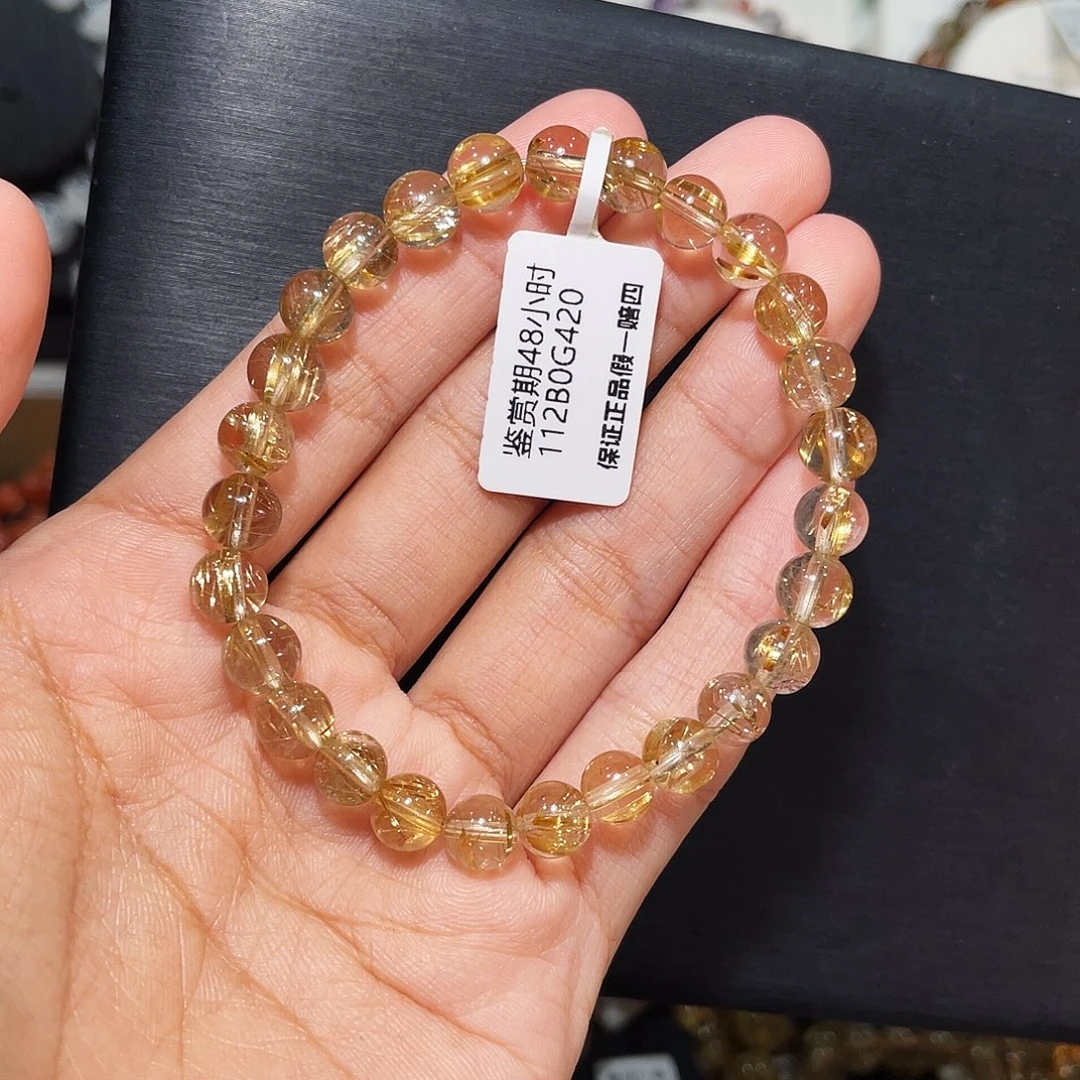 魔***鸭未镶嵌手链水晶高透发晶7mm