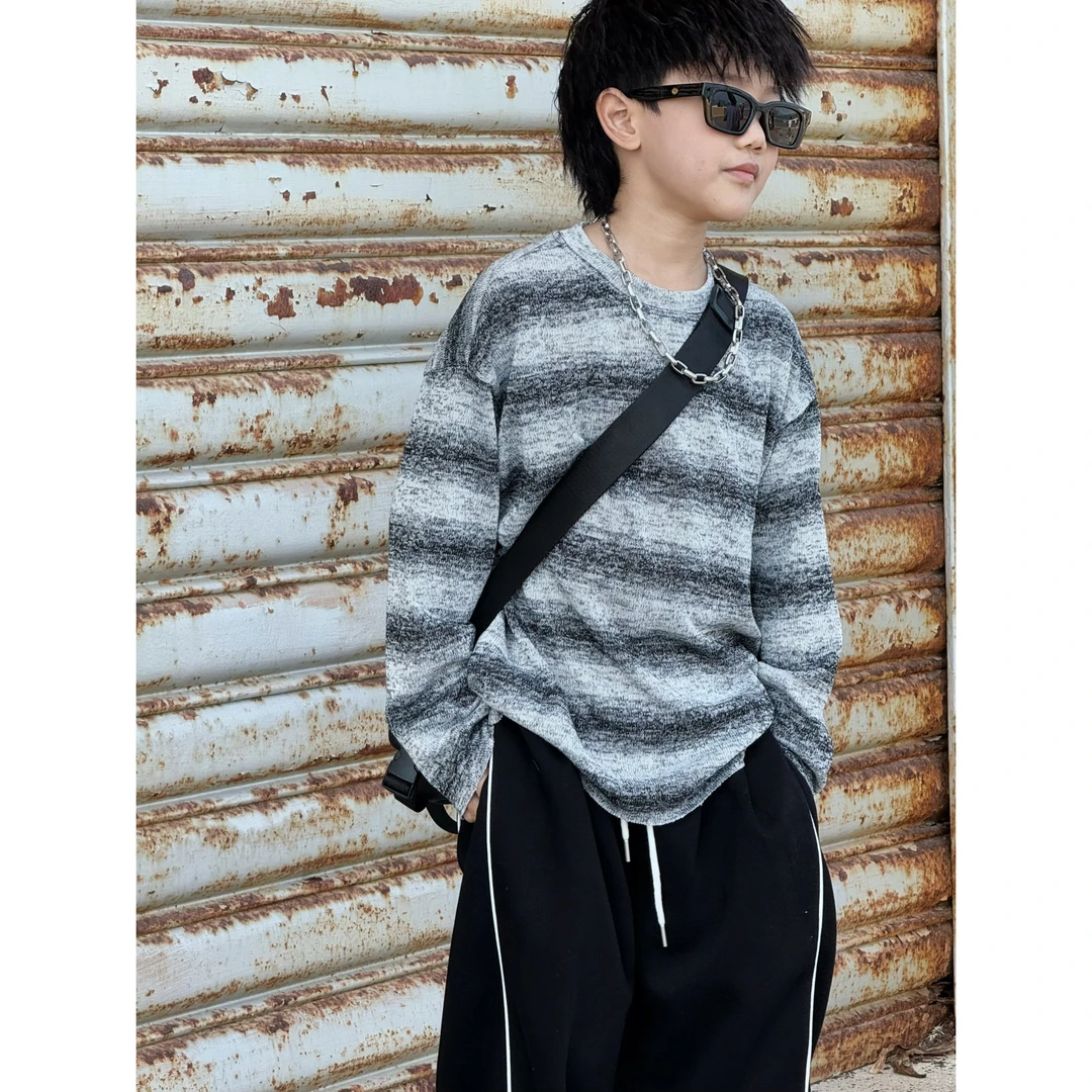 现货THE LUHAN【穿搭主账号】春秋针织条纹亲子装中大男童T恤25024