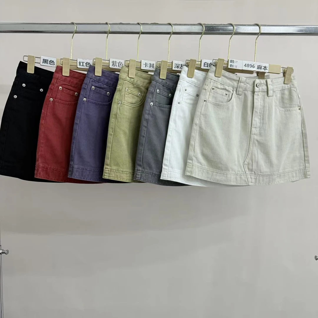4896号711178#韩系简约大口袋半身裙（带内衬裤）