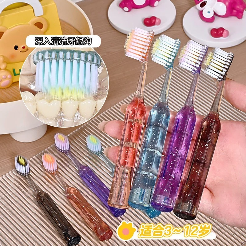 新款高档儿童罗马柱山型凸面牙刷3-12岁洁齿护龈水晶刷牙深层清洁
