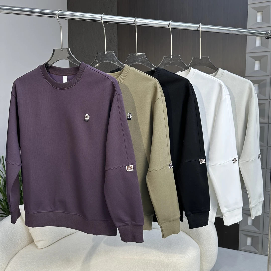 2025秋季新款小标圆领立体剪裁男款卫衣时尚设计师款长袖T恤2072